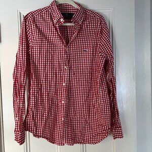 vineyard vines Men's Classic Fit Red Gingham Cotton Tucker Shirt